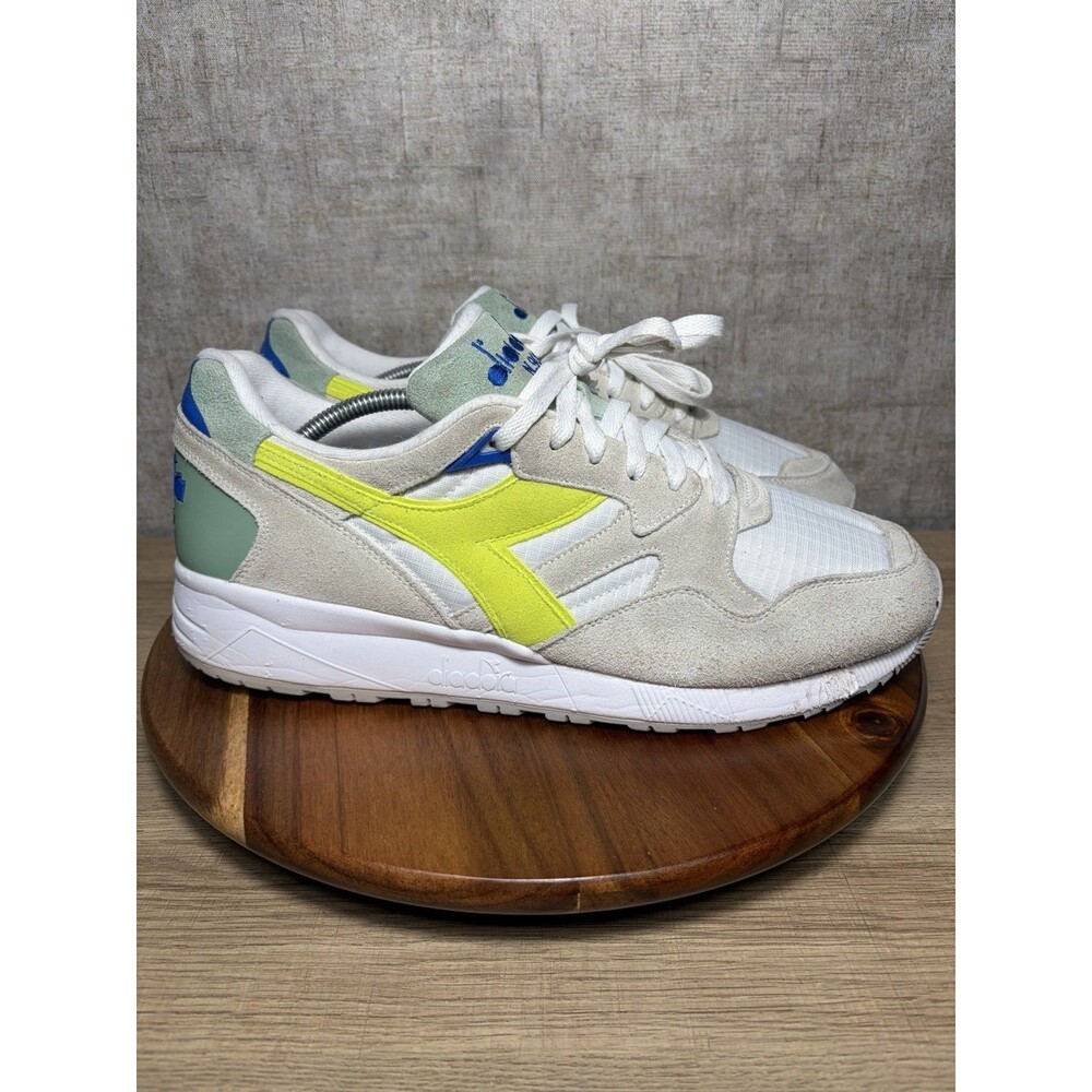 Diadora Maverick Ball C2416 White Volt Green Italy Mens Athletic Shoes Size 11.5